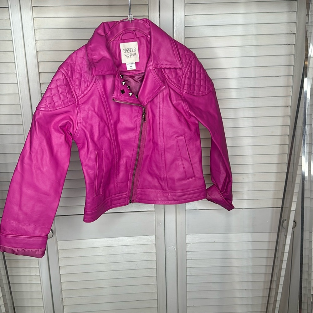 Pink leather like jacket size 5/6